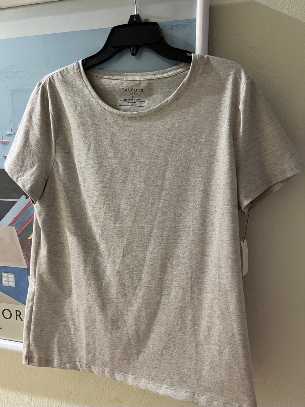 Talbots Short Sleeve Crewneck Tee in Light Gray